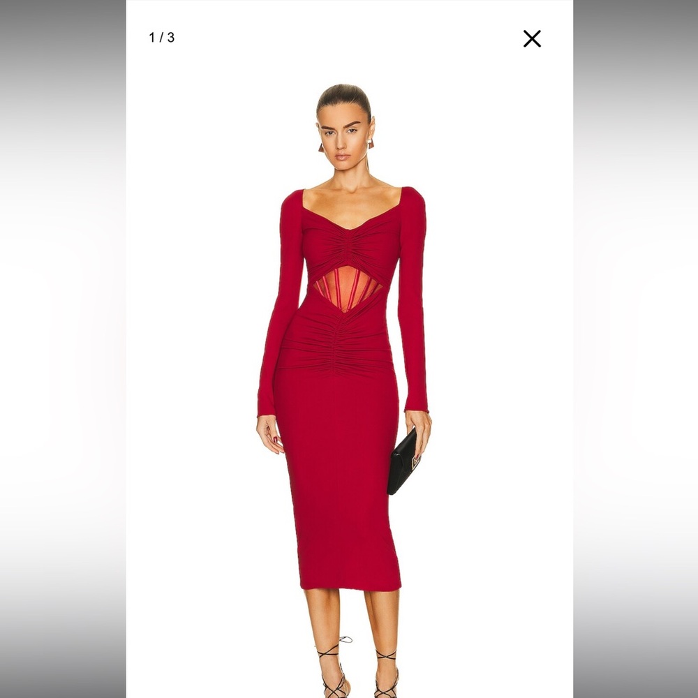 Versace - Long Sleeve Ruched Dress